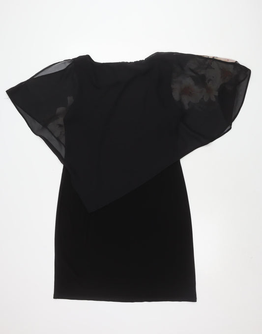 Wallis Petites Women's Black Floral Knee Length Dress
