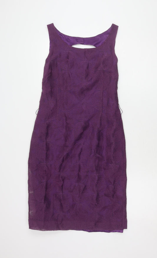 Additional front view of Kaliko Women's Purple Geometric Dress, size 10