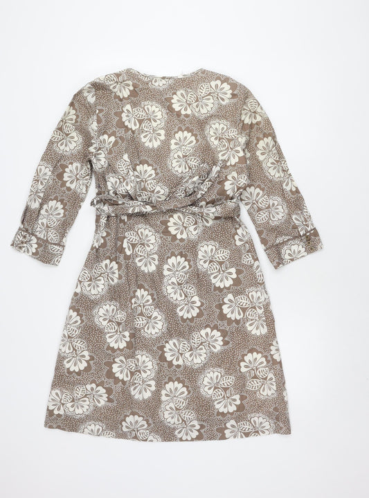 Boden Women's Brown Floral Long Sleeve Dress