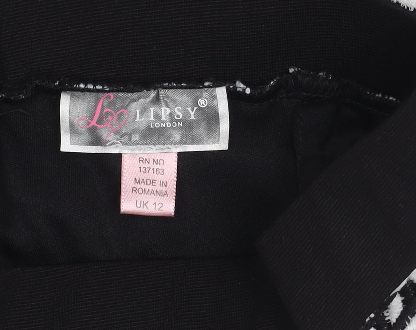 Lipsy Women's Black Floral Embroidered Pencil Skirt Size 12