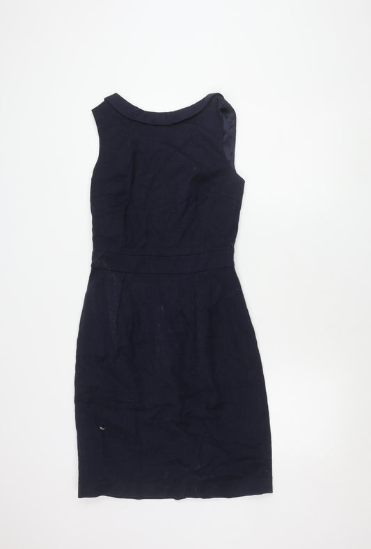 Back view of Boden Women's Blue Cotton Pencil Skirt, size 10