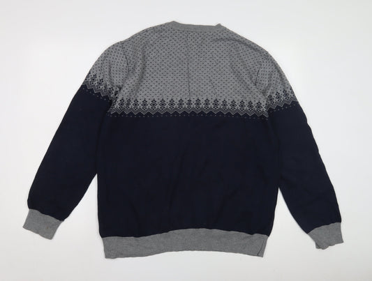 Peter Werth Men's Blue Grey Pullover Jumper 2XL