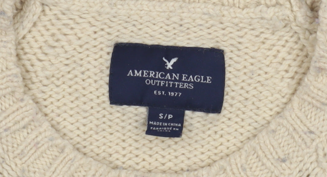 American Eagle Men Beige Pullover S Wool Jumper