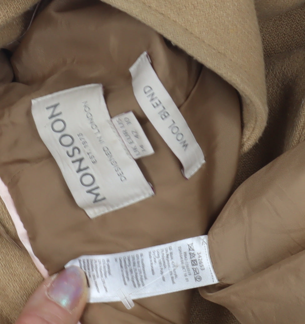 Womens UK Size 10 Monsoon Beige Overcoat