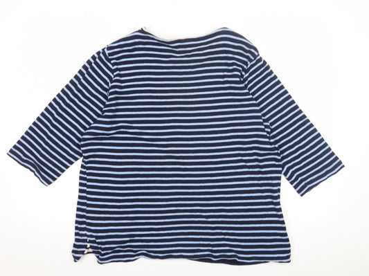 Cotton Traders Women's Blue Striped T-Shirt