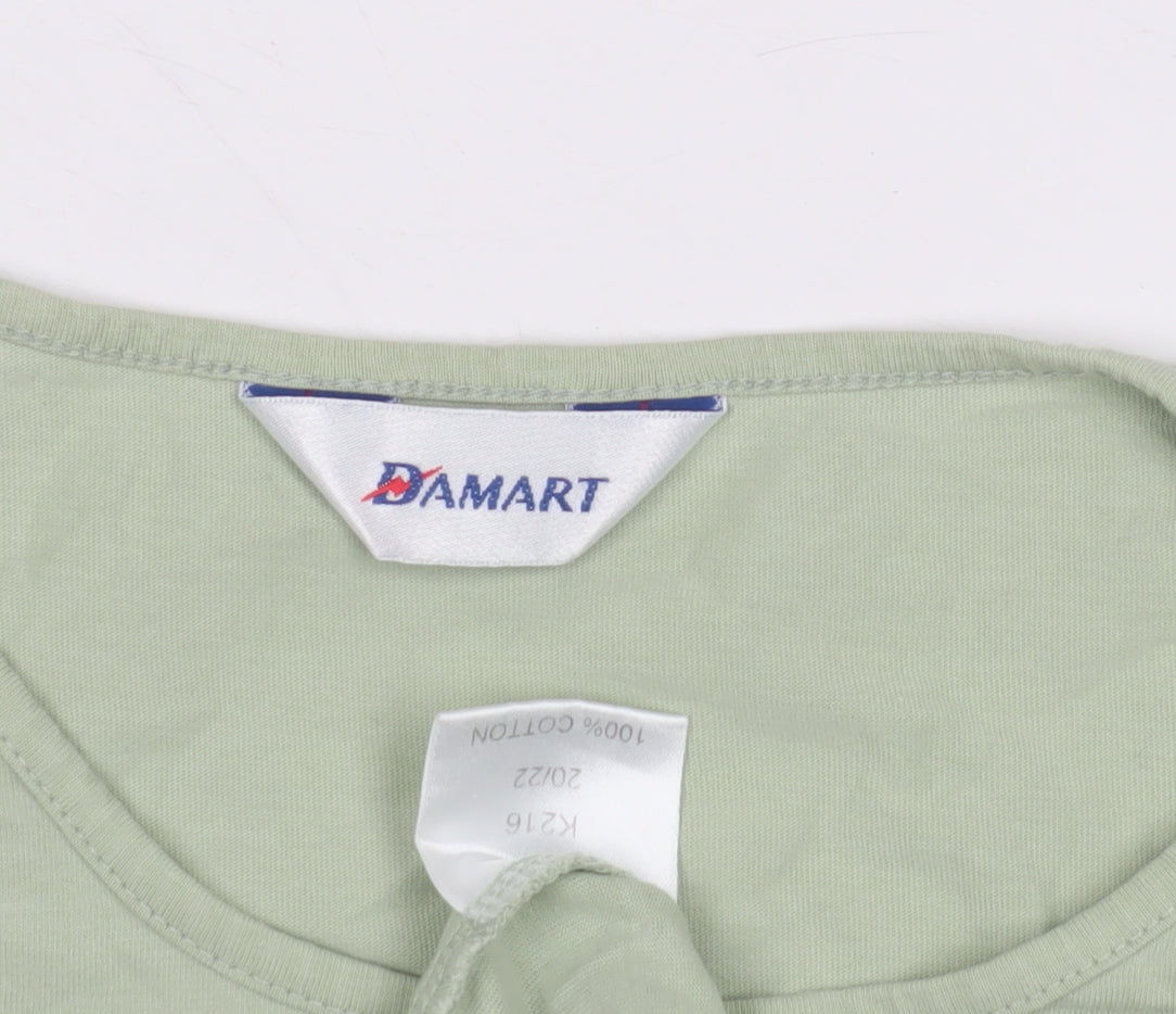 Damart Women's Green Cotton T-Shirt Casual 20-22