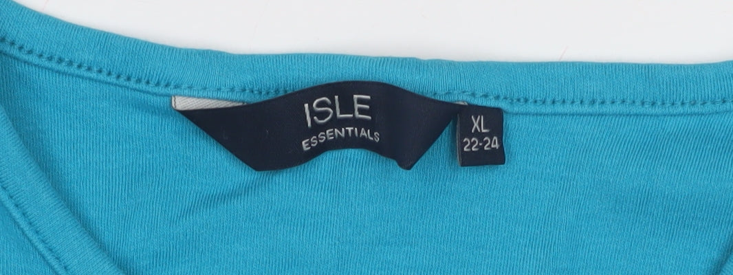 Womens UK Size 22-24 Isle Essentials Blue Basic T-Shirt