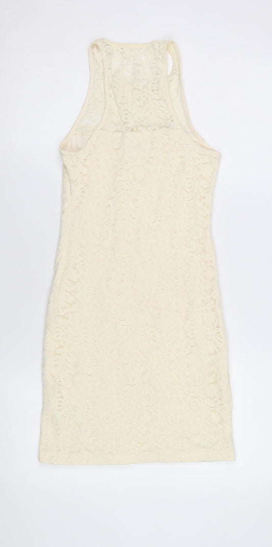 Hollister Women's Ivory Sleeveless Lace Dress S