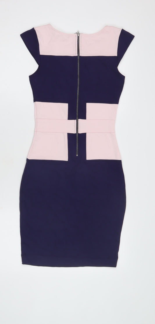 French Connection Women's Pink Blue Bodycon Knee Dress