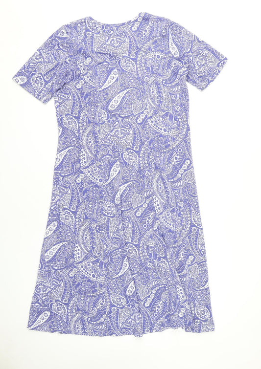 Damart Women's Blue Paisley Jersey Dress Size 12