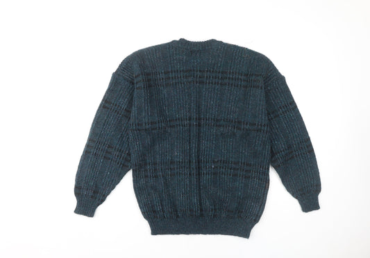 St Michael Men's Blue Check Pullover Jumper L