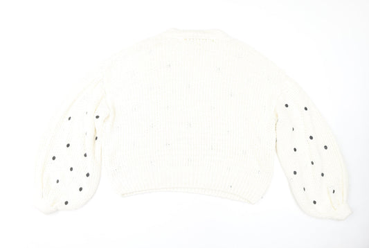 Womens UK Size M Topshop White Pullover Jumper