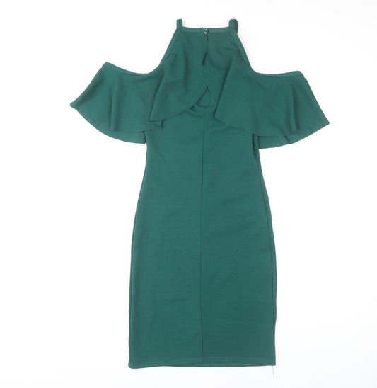 Quiz Women's Green Cold Shoulder Dress Size 8