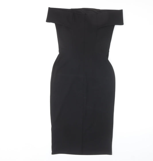 New Look Women's Black Off-Shoulder Bodycon Midi Dress