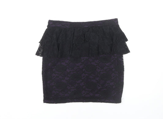 Black Lace Layered Party Skirt Size 10 - PrettyLittleThing