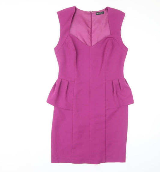 Additional front view of Miss Selfridge Women's Purple Pencil Dress, size 12