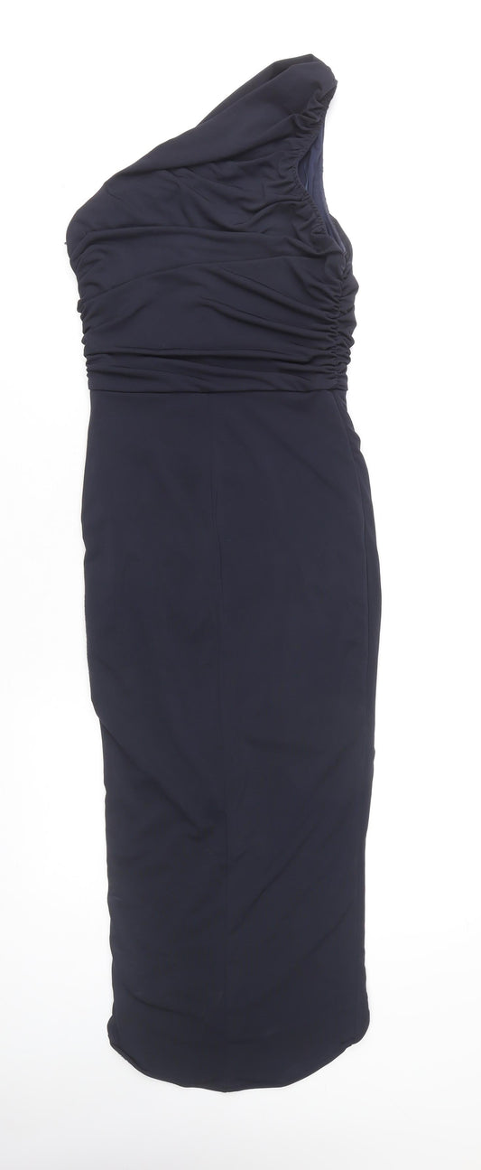 AX Paris Women's Blue Sheath Dress, Size 8, One Shoulder