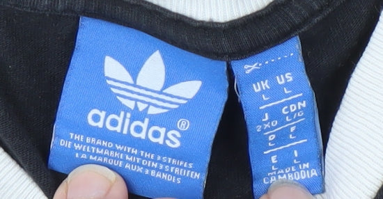 Adidas Men's Black Crew Neck T-Shirt, Size L