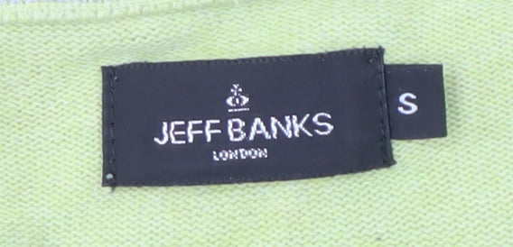 Jeff Banks Men's Green S V-Neck Cotton Pullover Jumper