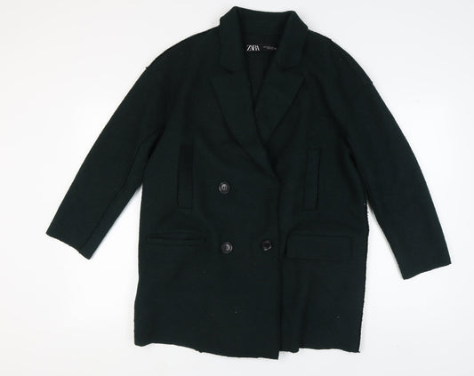 Womens UK Size M Zara Black Overcoat
