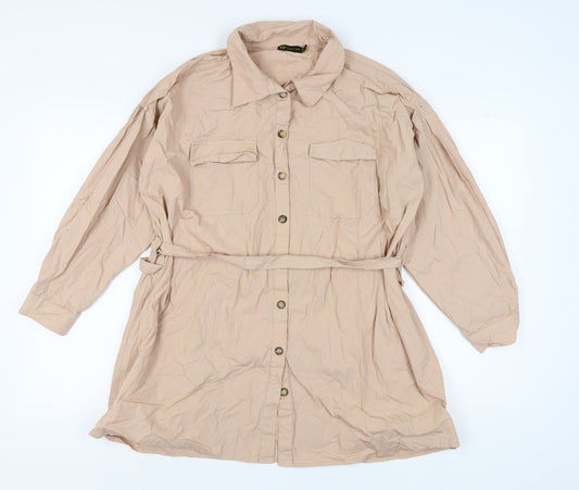Womens UK Size 12 I SAW IT FIRST Beige Basic Button-Up