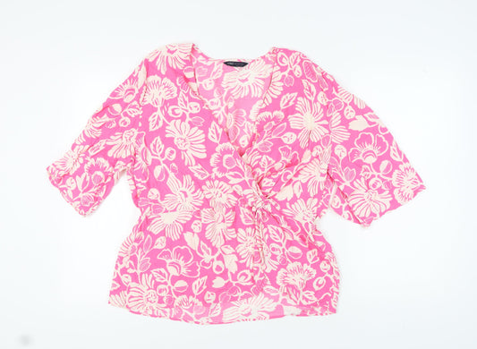 Womens UK Size 18 Marks and Spencer Pink Wrap Blouse