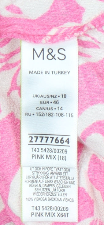 Womens UK Size 18 Marks and Spencer Pink Wrap Blouse