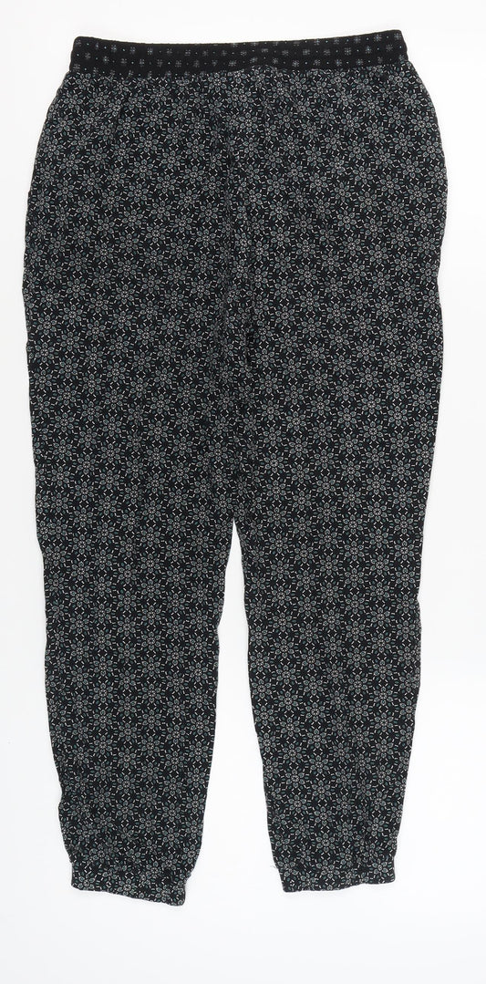 New Look Women's Black Floral Jogger Trousers Size 10