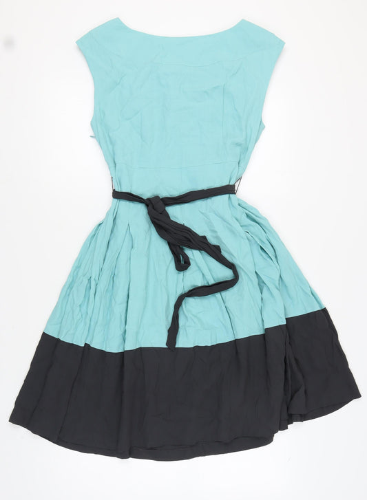 Monsoon Women's Blue Black A-Line Dress Size 14