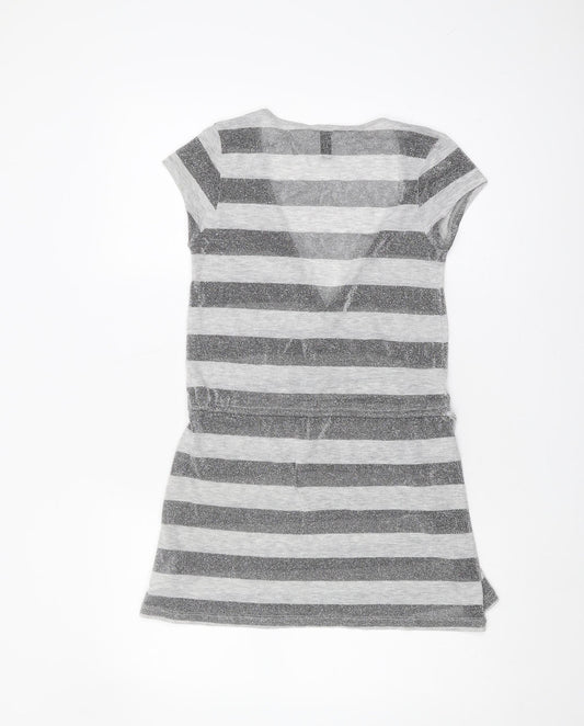 Womens UK Size 6 H&M Grey Wrap T-Shirt