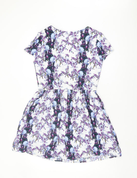 Topshop Women's Multicoloured Floral A-Line Dress Size 12