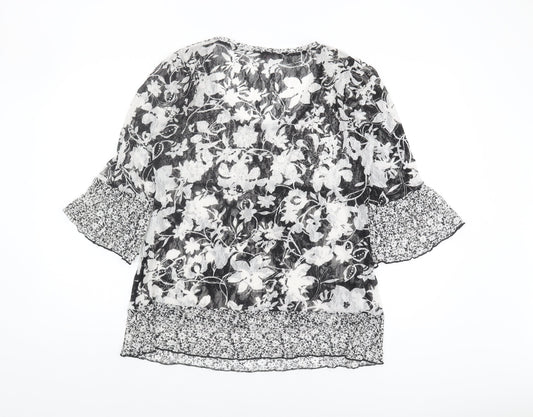 Per Una Women's Black Floral Lace Blouse Size 14