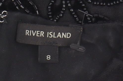 Womens UK Size 8 River Island Black Cropped Blouse