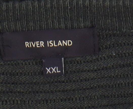 River Island Men's XXL Green Crew Neck Pullover Jumper