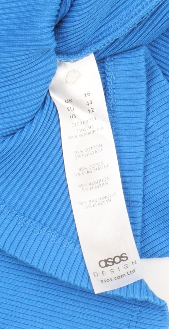 Close-up detail of ASOS Women’s Blue Bodycon Dress -, size UK 16