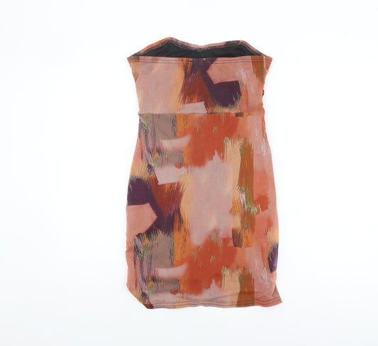 PrettyLittleThing Women's Orange Bodycon Strapless Dress, Size 12