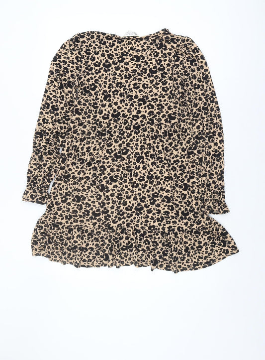 Miss Selfridge Women's Beige Animal Print Dress Size 12