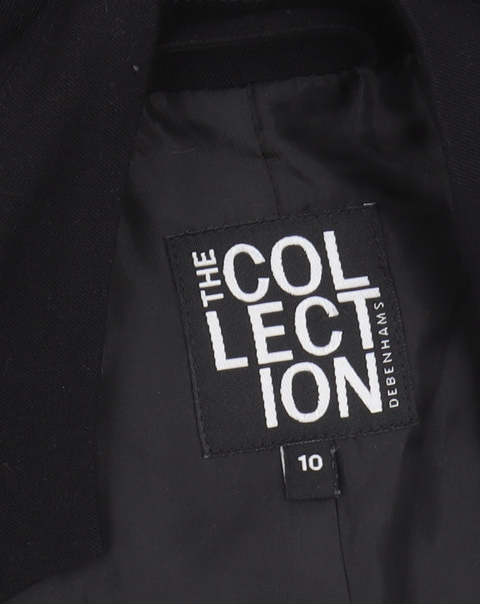 Womens UK Size 10 Debenhams Black Overcoat