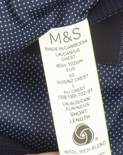 Mens UK Size 40 Marks and Spencer Regular Blue Suit Jacket