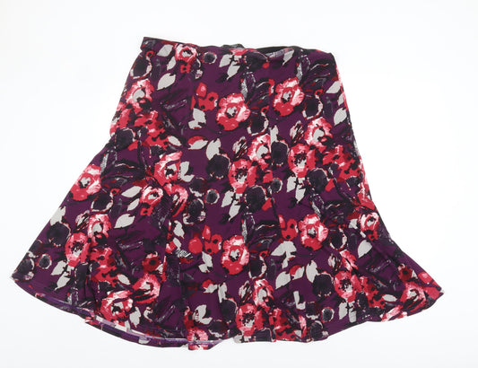 BM Collection Women's Purple Floral Flare Skirt Size 18