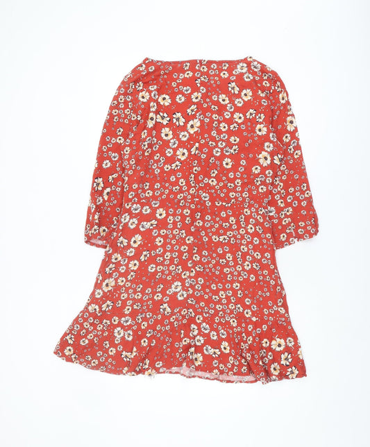 Pimkie Women's Red Floral A-Line Short Dress Size 12