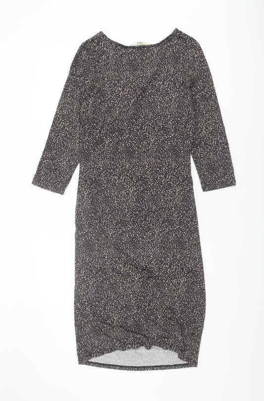 Oasis Women's Black Sheath Dress M, Geometric Pattern