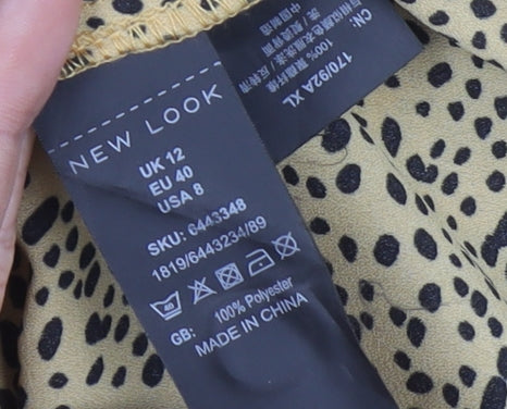 New Look Women's Yellow Animal Print Button-Up Shirt