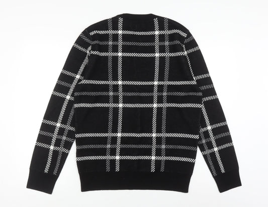 Zara Men's Black Check Pullover Jumper, Size M