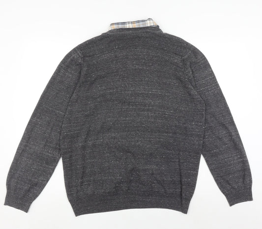 North Coast Men's Grey Henley Jumper Large