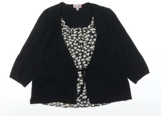 Dixie Women's Black XL Cardigan with 3/4 Sleeves