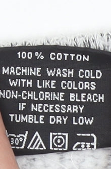 Brand and care label for DK unisex grey jumper, l, casual college style