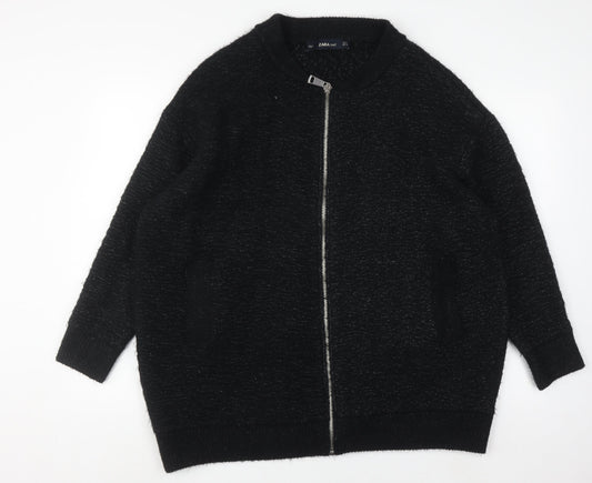 Womens UK Size 8 Zara Knit Black Cardigan Jumper