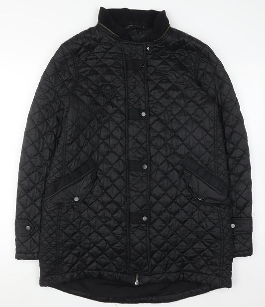 Womens UK Size 12 Zara Black Quilted Coat