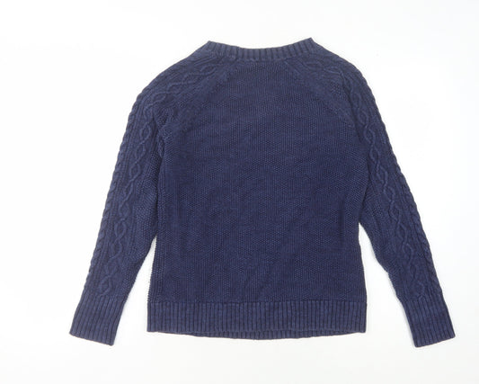 Gap Women's Blue Cable Knit Pullover Jumper M